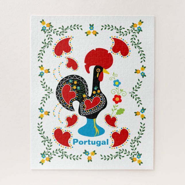 Traditional Rooster of Portugal in black Jigsaw Puzzle (Vertical)
