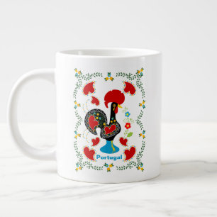 Traditional Rooster of Portugal in black Large Coffee Mug