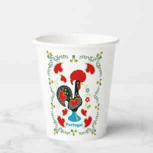 Traditional Rooster of Portugal in black Paper Cups