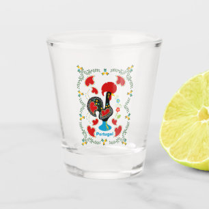 Traditional Rooster of Portugal in black Shot Glass