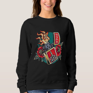 Traditional rose lighter tattoo to burn them all b sweatshirt