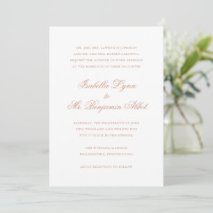 Traditional Rose Pink Formal Elegant Wedding Invitation
