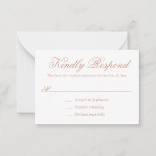 Traditional Rose Pink Formal Mini Wedding RSVP Card