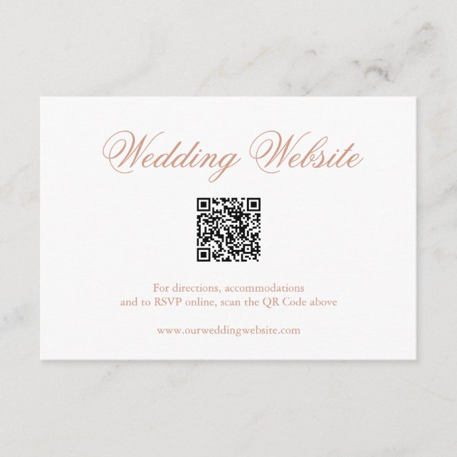Traditional Rose Pink Formal QR Code Wedding Enclosure Card (Front)