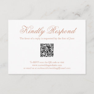 Traditional Rose Pink Formal QR Code Wedding RSVP Card