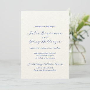 Traditional Royal Blue Elegant Wedding Invitation