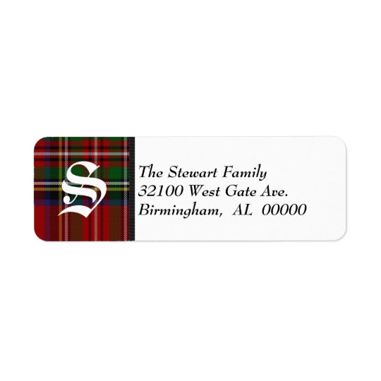 Traditional Royal Stewart Tartan Plaid Monogram Return Address Label