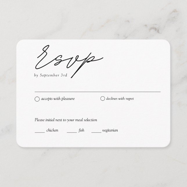 Traditional RSVP Meal Option Minimalist RSVP Card (Front)