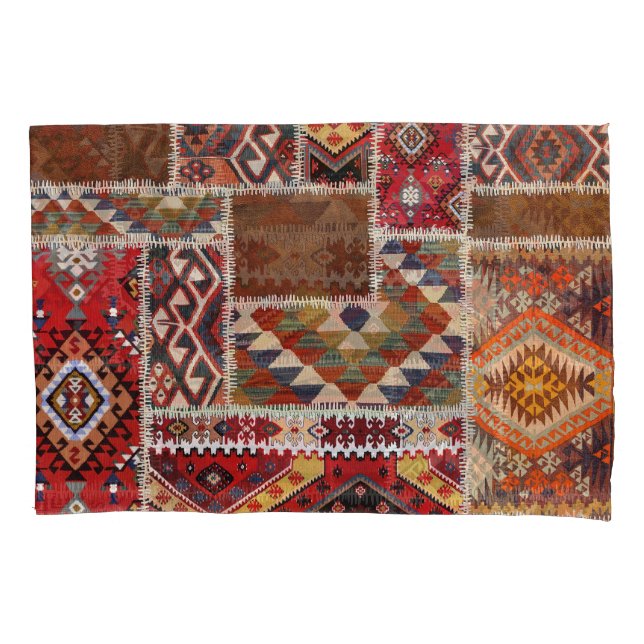 Traditional Rug Patchwork: Decorative Carpet Décor Pillowcase (Front)
