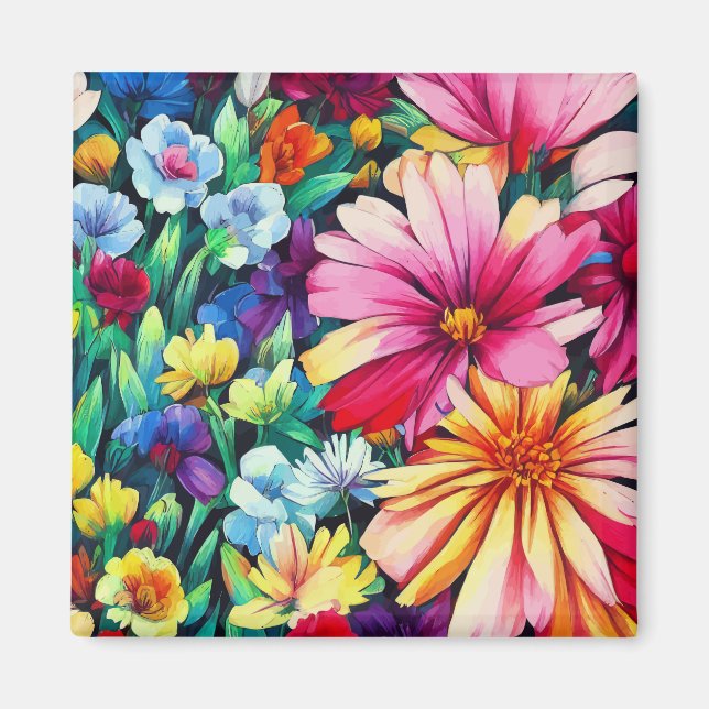 Traditional Rustic Country Floral Garden Magnet (Front)