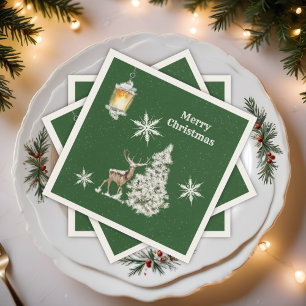 Traditional Rustic  Merry Christmas  Napkin