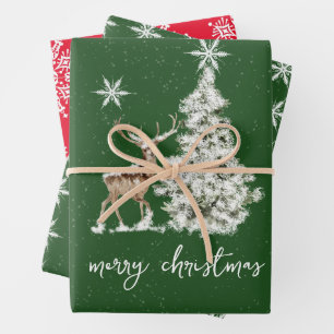 Traditional Rustic Merry Christmas Wrapping Paper Sheet
