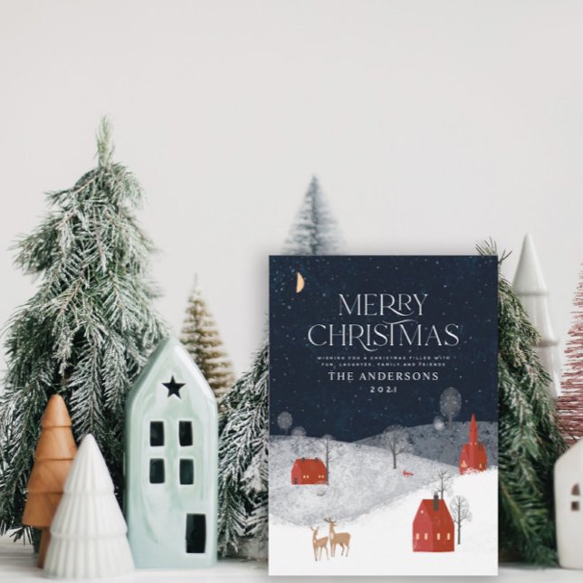 Traditional Rustic Navy Red Winter Merry Christmas Holiday Card (Creator Uploaded)