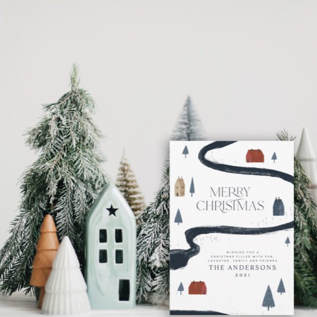 Traditional Rustic Navy Red Winter Merry Christmas Holiday Card (Creator Uploaded)