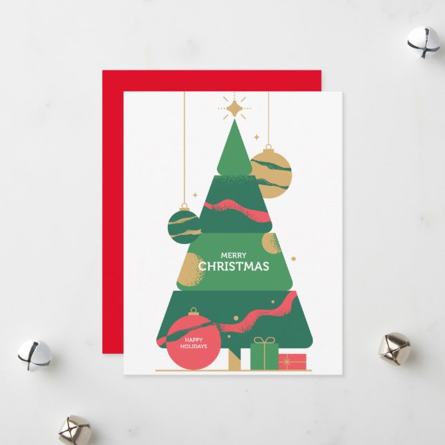 Traditional Rustic Navy Red Winter Merry Christmas Holiday Card (Front/Back In Situ)