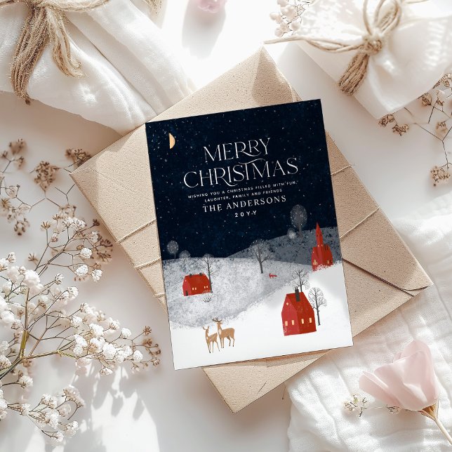 Traditional Rustic photo Winter Merry Christmas Holiday Card (Creator Uploaded)