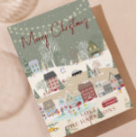 Traditional Rustic Red 1 photo Merry Christmas Holiday Card<br><div class="desc">Festive Christmas Winter Wonderland family scene. Traditional and elegant Christmas holiday card with 1 photo inside and plenty of room for a personalized message.</div>