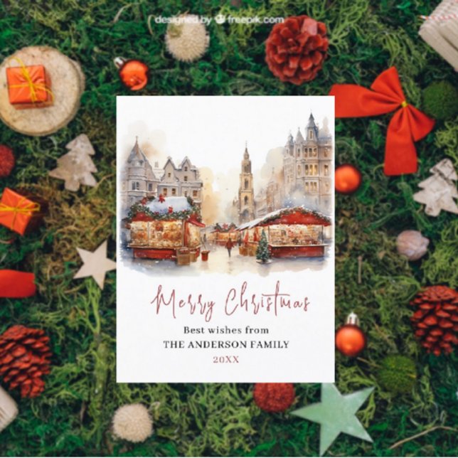 Traditional Rustic Winter Merry Christmas Holiday Postcard (Creator Uploaded)