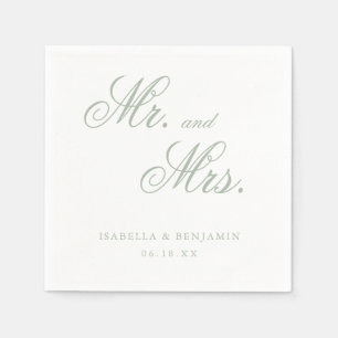 Traditional Sage Green Formal Elegant Wedding Napkin
