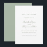 Traditional Sage Green Formal Elegant Wedding Save The Date<br><div class="desc">Elegant non photo Save the Date Card with traditional wording.  Your names are in calligraphy and your details are in a serif font.  All text is sage green over a white background.  This classic style Save the Date without pictures is perfect for a formal wedding.</div>