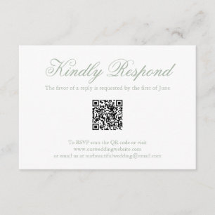 Traditional Sage Green Formal QR Code Wedding RSVP Card