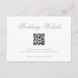 Traditional Sage Green QR Code Elegant Wedding Enclosure Card