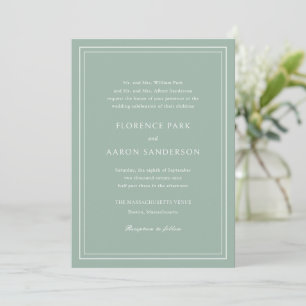 Traditional Sage Green Timeless Wedding Invitation