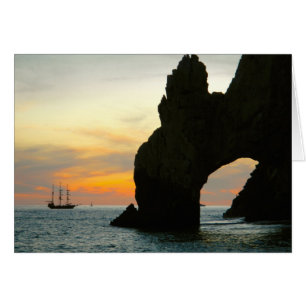Traditional Sailboat At Sunset,Cabo Rock Arches