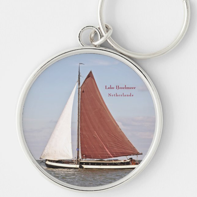 Traditional Sailboat Cruising on the Ijsselmeer  Key Ring (Front)