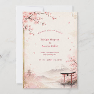 Traditional Sakura Wedding Mount fuji Elegance Invitation