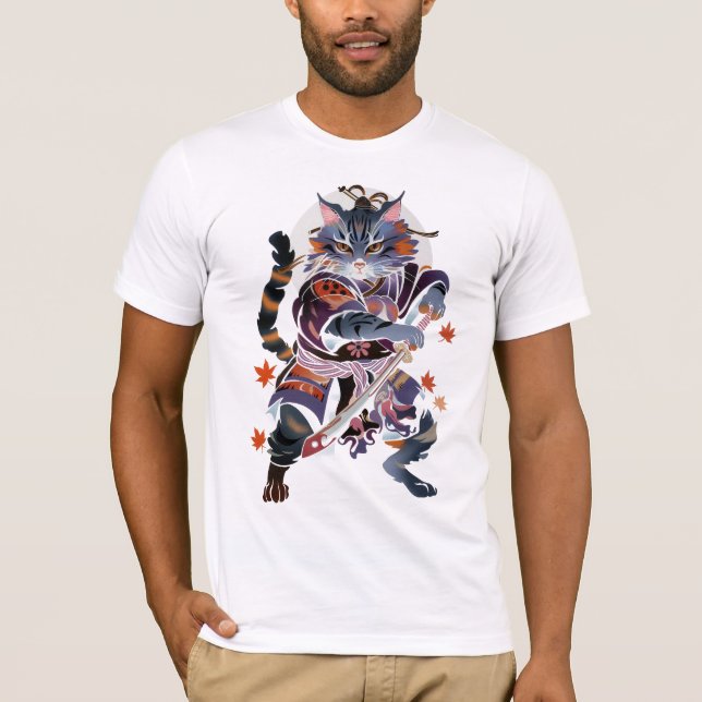 Traditional Samurai Cat T-Shirt (Front)