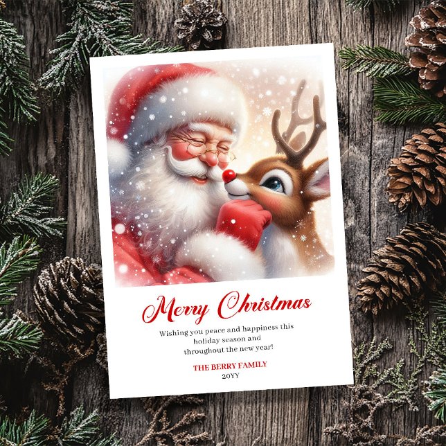 Traditional Santa And Rudolph Holiday Greeting  (Traditional Santa And Rudolph Holiday Greeting Card)