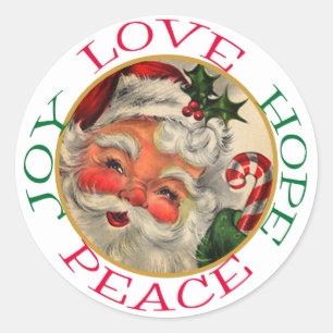 Traditional Santa Christmas Hope Peace Classic Round Sticker