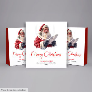 Traditional Santa Claus Cosy Red Green Gift Bag