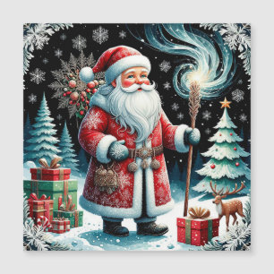 Traditional Santa Claus in Festive Winter Scene