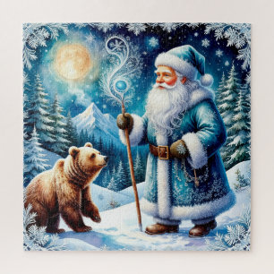 Traditional Santa Claus in Festive Winter Scene Jigsaw Puzzle