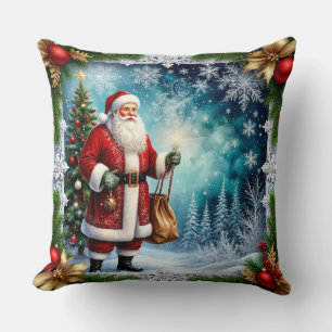 Traditional Santa Claus in Winter Wonderland Cushion