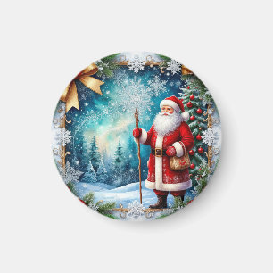 Traditional Santa Claus in Winter Wonderland Magnet