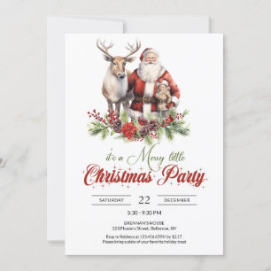 Traditional Santa Claus with reindeer and kids Invitation