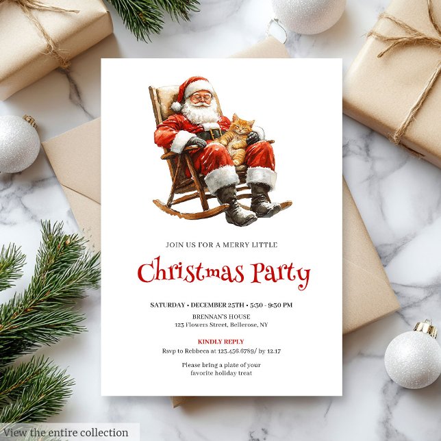 Traditional Santa Festive Christmas Party Invite (Traditional Santa Festive Christmas Party Invite)