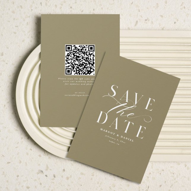 Traditional Save The Date Taupe Sand Non Photo QR (Creator Uploaded)