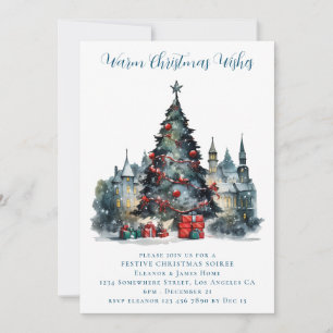 Traditional Scene Merry Christmas Invitation