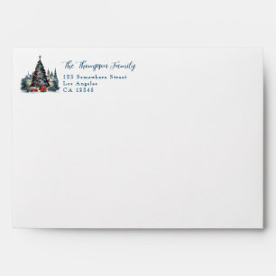 Traditional Scene Return Name Address Christmas Envelope