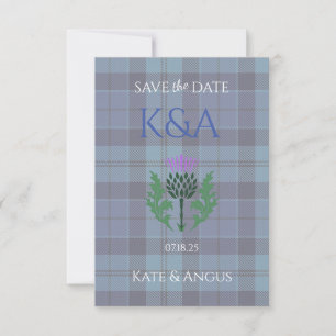Traditional Scottish Tartan and Scotland Thistle Save The Date