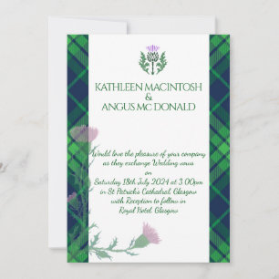 Traditional Scottish Tartan Border and Thistle Invitation