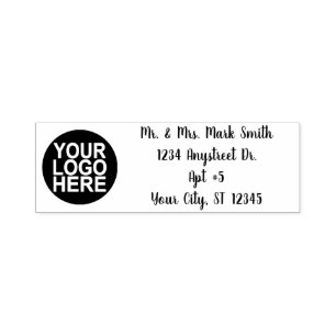 Traditional Script Custom Business 4 Line/Logo Self-inking Stamp