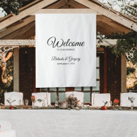Traditional Script Welcome Wedding Fabric Sign 