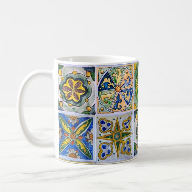 Traditional Sicilian Ceramic Tile pattern Coffee Mug (Left)