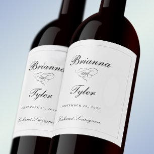 Traditional Simple Elegant White Formal Wedding Wine Label