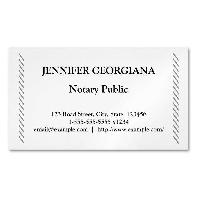 Traditional & Simple Notary Public Magnetic Business Card (Front)